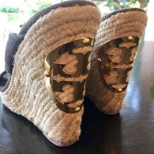 Brown Tory Burch Kristen Espadrille Wedge - Size 8